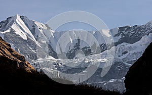 Impressive view of Gangapurna glacier and snowcapped mountains in Himalayas, Nepal