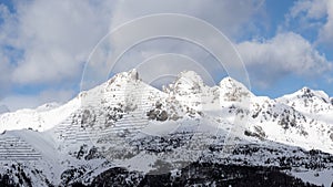 Impressive view of the mountain peaks in the Tyrolean Alps in winter