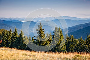 Impressive view of the remote hills. Location Carpathian, Ukraine, Europe