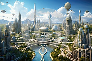 Impressive Vision of a Modern Metropolis Filled With Towering Skyscrapers, Utopian civilization, utopic city, the future of