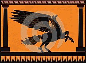 Black and orange pegasus mythology winged horse photo