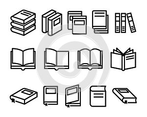 Variety of books icons set