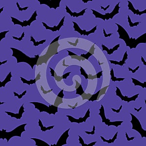 Flying bats Hallowen pattern, in blue photo