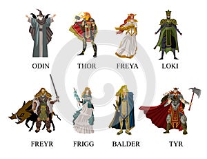 Norse nordic mythology gods collection photo