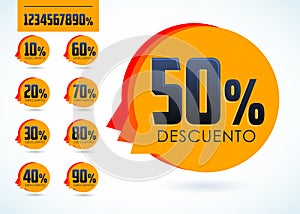 Descuento, Discount spanish text, Editable online sale. photo