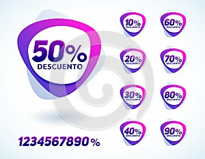 Descuento, Discount spanish text, Editable online sale icon photo