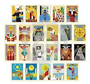 minimalist major arcana tarot cards with clean simple design
