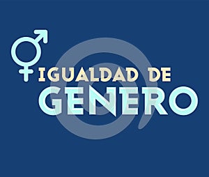 Igualdad de Genero, Gender Equality Spanish text, vector emblem design. photo