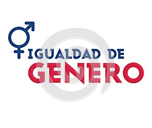 Igualdad de Genero, Gender Equality Spanish text, vector emblem design. photo