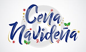 Cena Navidena, Christmas Dinner spanish text, vector design. photo