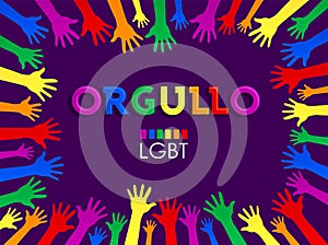 Orgullo, Pride Spanish text LGBT Support vector banner Design. photo