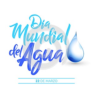 Dia mundial del Agua, 22 de Marzo, World Water Day, March 22 spanish text photo