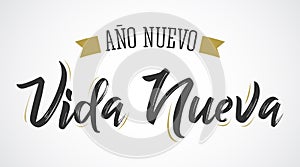 Ano Nuevo Vida Nueva, New Year New Life Spanish Text Vector Design. photo