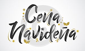 Cena Navidena, Christmas Dinner spanish text, vector design. photo