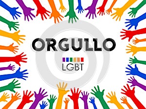Orgullo, Pride Spanish text LGBT Support vector banner Design. photo