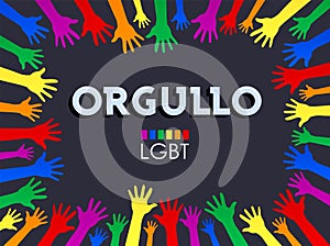 Orgullo, Pride Spanish text LGBT Support vector banner Design. photo