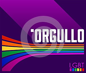 Orgullo, Pride Spanish text LGBT vector design. photo