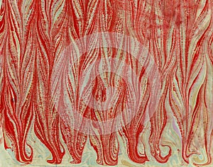 Imprint ebru texture on paper red tails