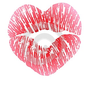 Imprint of heart shaped lips