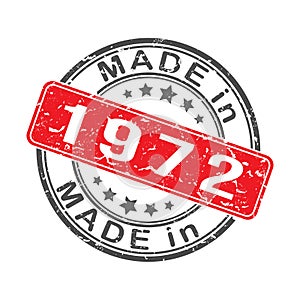 Imprint of a seal or stamp with the inscription MADE IN 1972. Label, sticker or trademark. Editable vector illustration