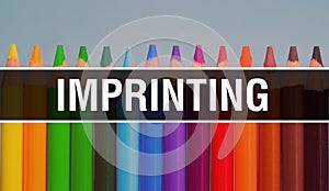 Imprinting concept with education and back to school concept. Creative educational sketch and Imprinting text with colorful