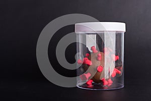 Imprison prevent plasticine disease cells virus in bottle photo