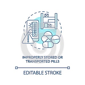 Improperly stored or transported pills concept icon