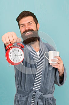 improve my morning routine. hard morning. hipster drink morning coffee. bearded man coffee cup. wakeup time. early photo