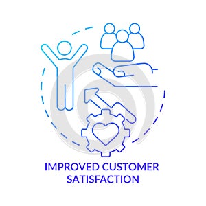 Improved customer satisfaction blue gradient concept icon