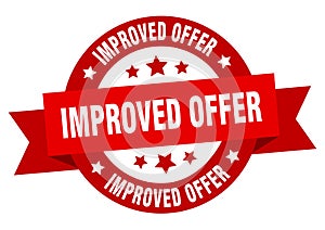 improved offer round ribbon isolated label. improved offer sign.