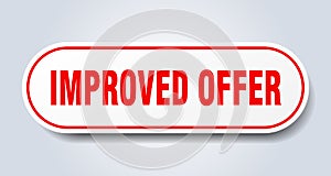 improved offer sign. rounded isolated button. white sticker