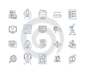 Improvement line icons collection. Progress, Growth, Advancement, Upgrade, Reinvention, Enhancement, Refinement vector