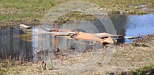Improvised makeshift crossing of a narrow river