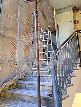 improvised construction scaffolding