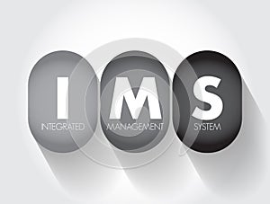 IMS Integrated Management System - combines all of an organisation's systems, processes and Standards into one smart system,