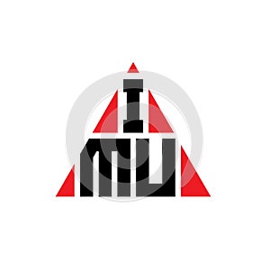 IMU triangle letter logo design with triangle shape. IMU triangle logo design monogram. IMU triangle vector logo template with red photo