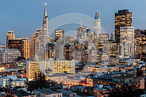 San Francisco Skyline Lit in Holiday Season