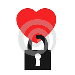 Inaccessible, unachievable and unreachable love heart is locked by lock photo