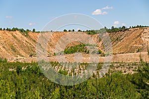 Inactive abandoned overgrown sand quarry