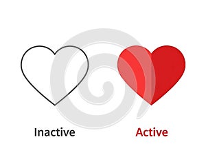 Inactive vs Active Heart Icon Comparison