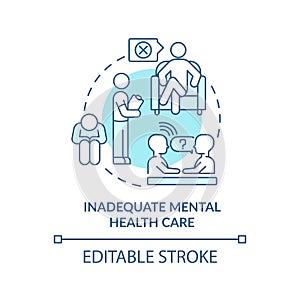 Inadequate mental health care turquoise concept icon