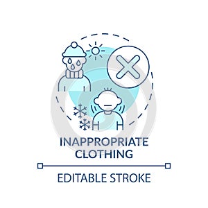 Inappropriate clothing turquoise concept icon