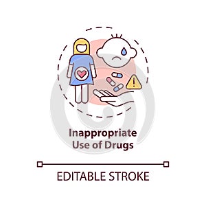 Inappropriate drugs use concept icon