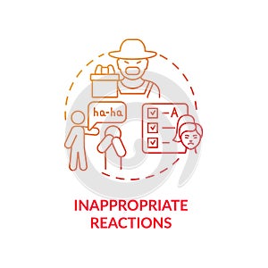 Inappropriate reactions concept icon