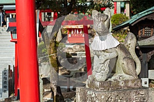 Inari Fox statue at the entrance to the Sankou Inari Shrine at Inuyama Castle, Aichi Prefecture, Japan