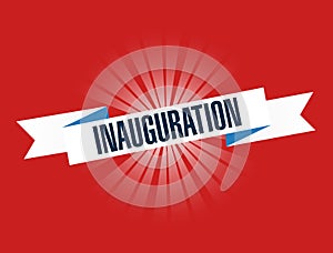 Inauguration red waving ribbon sign illustration design graphic