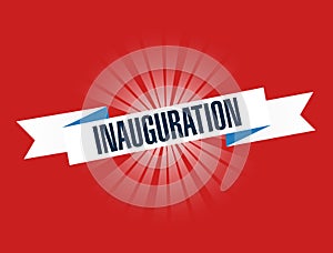 Inauguration red waving ribbon sign illustration design graphic photo