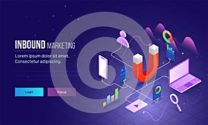 Inbound Marketing based isometric design with magnet as product photo