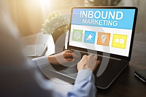 Inbound marketing. Content management and advertising strategy concept.