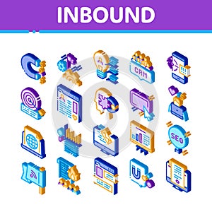 Inbound Marketing Isometric Icons Set Vector